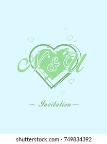 Initial N & U wedding invitation logo template vector