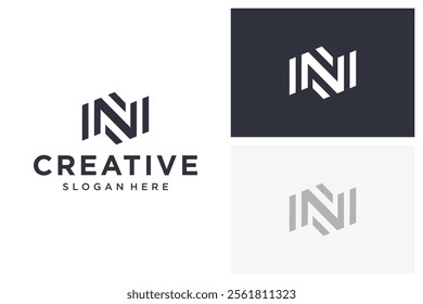 initial n vector modern logo