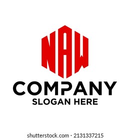 Vector de logotipo inicial N A W hexagonal