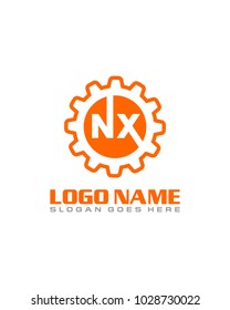 Initial N & X gear logo template vector