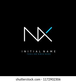 Initial N X minimalist modern logo identity vector