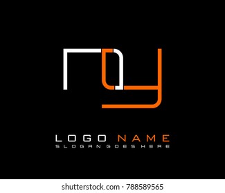 Initial N & Y minimalist logo template vector