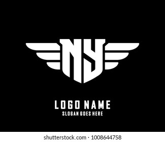 Initial N & Y wing logo template vector