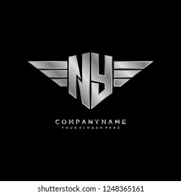 Initial N Y wing logo template vector