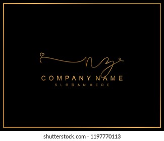 Initial N Z handwriting logo template vector