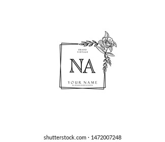 Initial NA beauty monogram and elegant logo design, handwriting logo of initial signature, wedding, fashion, floral and botanical with creative template.