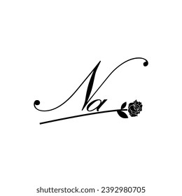 Initial NA handwriting flower typography ornament modern