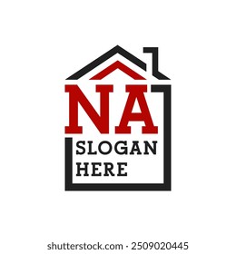 Initial NA house logo for Roofing. Letter NA Real Estate Logo