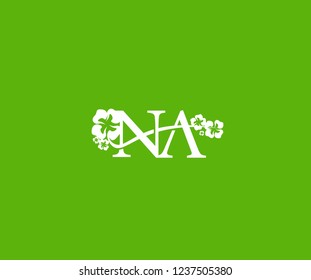 Initial NA Letter with Abstract Hibiscus Flower Swoosh Monogram Logotype