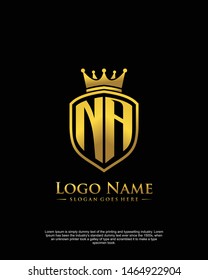 initial NA letter with shield style logo template vector