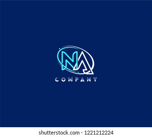 initial NA letter swoosh ring corporate blue white logo