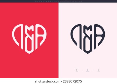 initial NA letters with red heart and love logo flat icon monogram concept