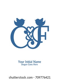 Initial name C & F logo template vector