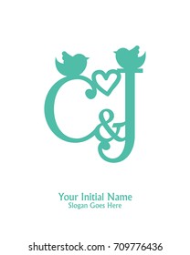 Initial name C & J logo template vector