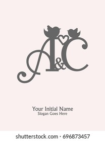 Initial name A C logo template vector