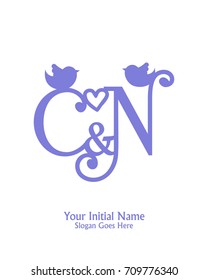 Initial name C & N logo template vector