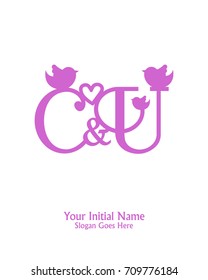 Initial name C & U logo template vector