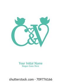 Initial name C & V logo template vector