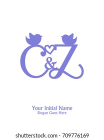 Initial name C & Z logo template vector