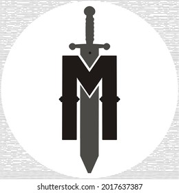 Initial Name Combination LOgo Design With Sword Suitable for Heraldic Logo, Sign, Insignia, Emblem