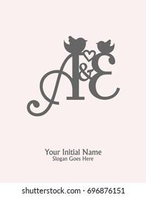 Initial name A E logo template vector