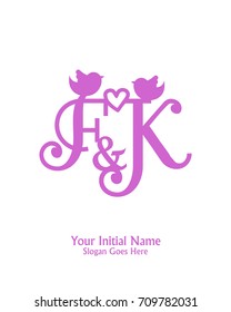 Initial name F & K logo template vector