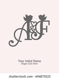 Initial name A F logo template vector