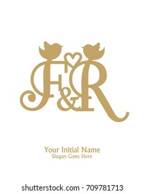 Initial name F & R logo template vector