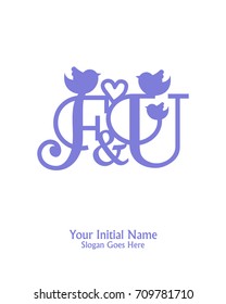 Initial name F & U logo template vector