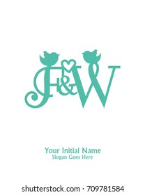 Initial name F & W logo template vector