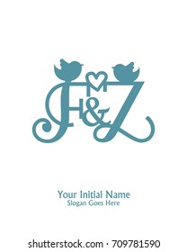 Initial name F & Z logo template vector