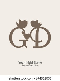 initial name G D logo template vector