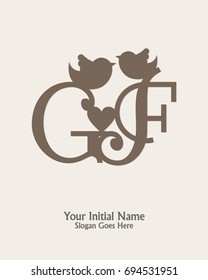 initial name G F logo template vector