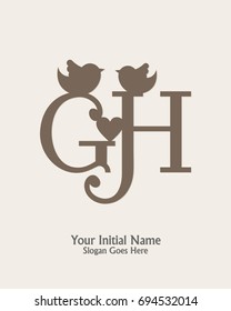 initial name G H logo template vector