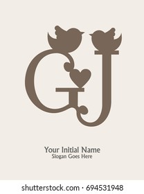 initial name G J logo template vector