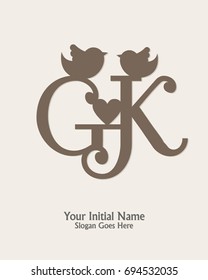 initial name G K logo template vector