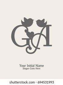 initial name G A logo template vector