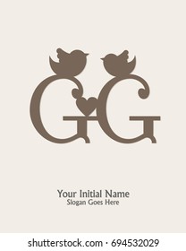 initial name G G logo template vector