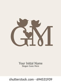 initial name G M logo template vector