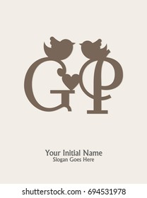 initial name G P logo template vector