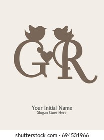 initial name G R logo template vector