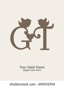 initial name G T logo template vector