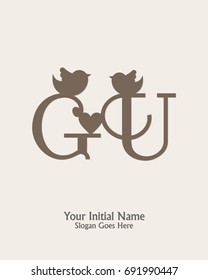 Initial name G U logo template vector