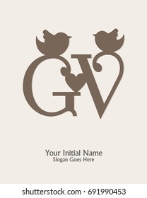 Initial name G V logo template vector