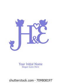 Initial name H & E logo template vector