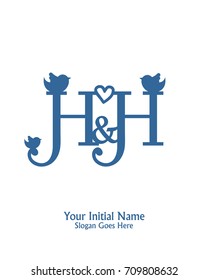 Initial name H & F logo template vector