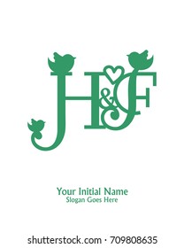 Initial name H & F logo template vector