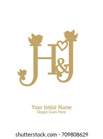 Initial name H & J logo template vector