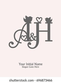 Initial name A H logo template vector