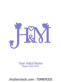 Initial name H & M logo template vector